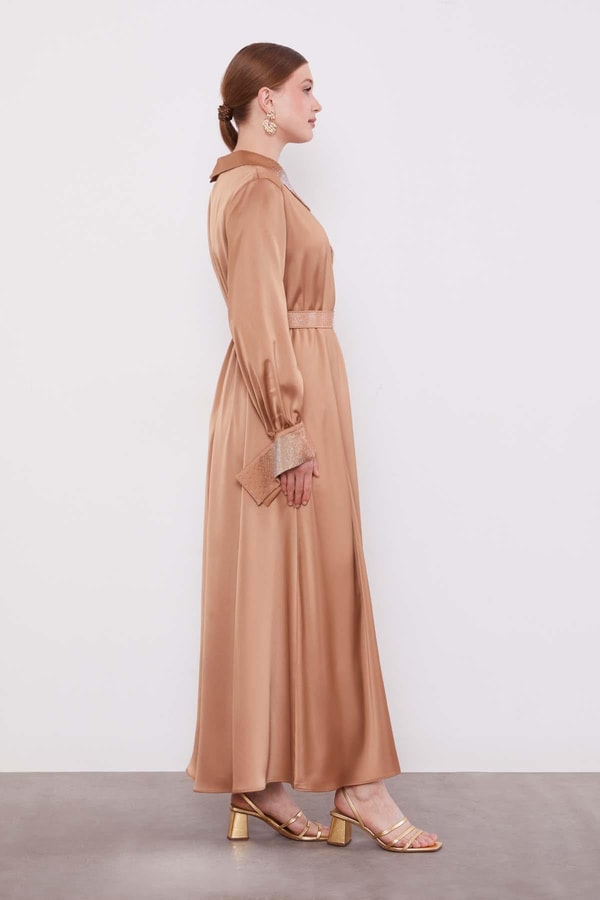 LevidorVizon Taş Detaylı Saten Elbise