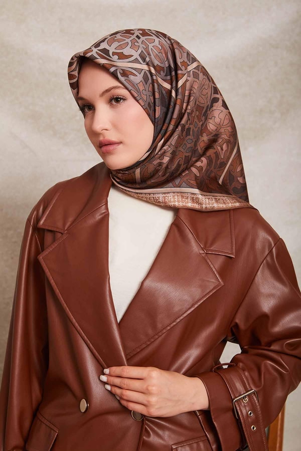 LevidorVizon Vectör Desen Twill İpek Eşarp