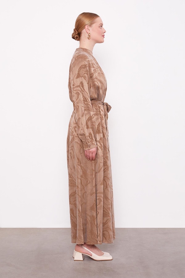 LevidorVİZON Yakası Taş Detaylı Cupra Elbise