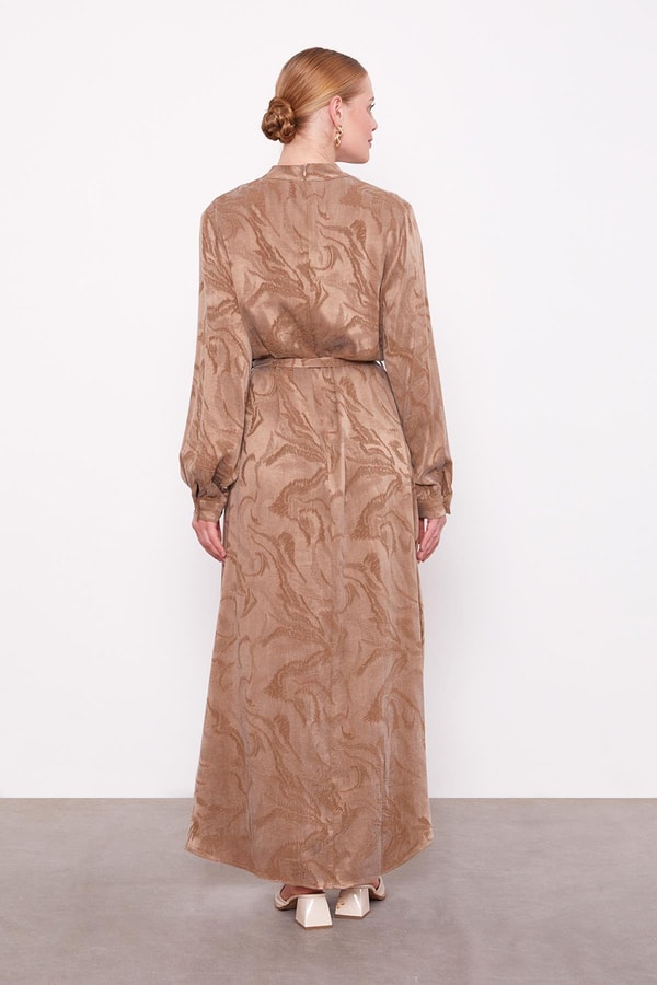 LevidorVİZON Yakası Taş Detaylı Cupra Elbise