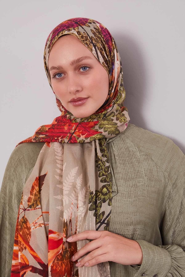 LevidorVizon Yaprak Desen Pamuk Şal