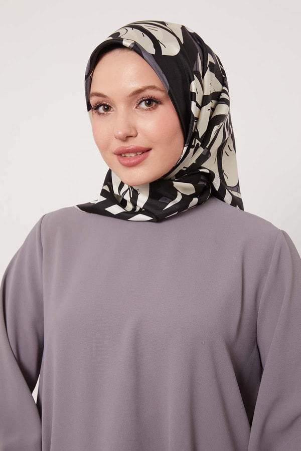 LevidorVizon Zambak Desen Twill İpek Eşarp