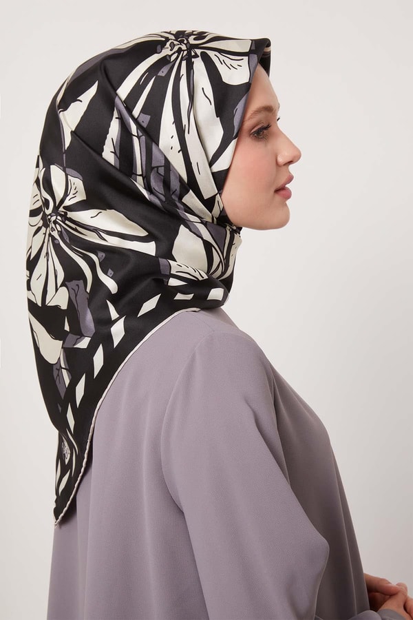 LevidorVizon Zambak Desen Twill İpek Eşarp