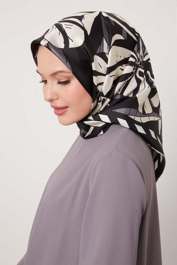 LevidorVizon Zambak Desen Twill İpek Eşarp