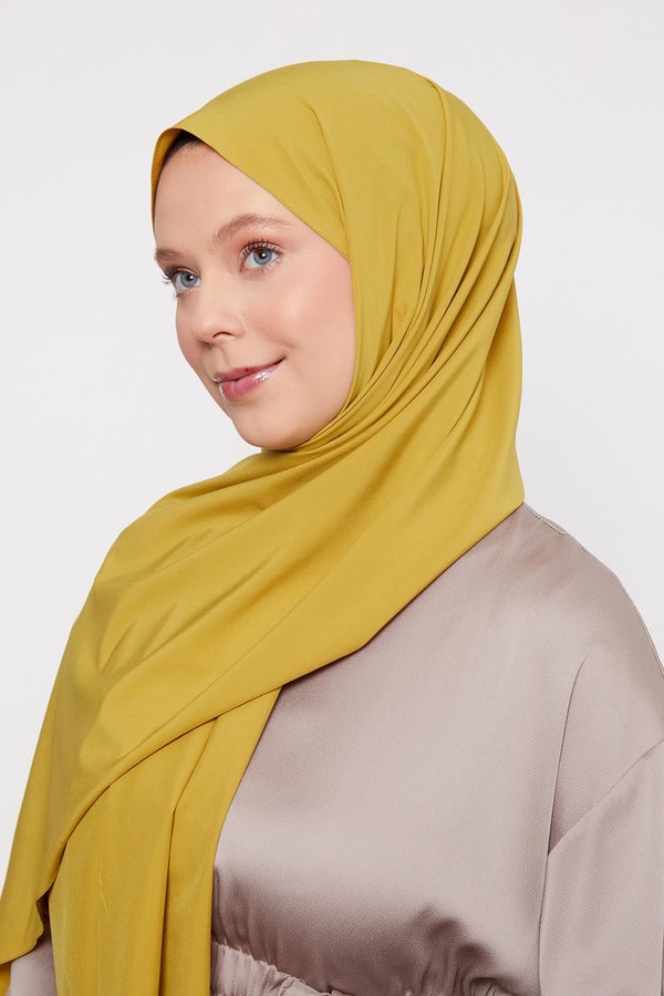 LevidorYağ Yeşili Düz Desen Elegance Şal