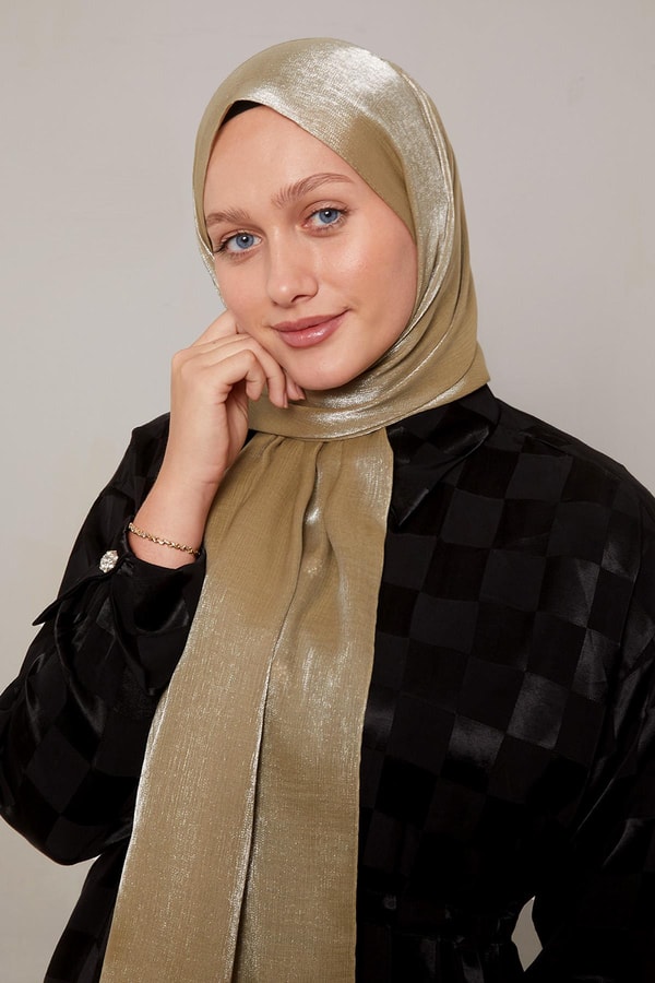 LevidorYağ Yeşili Kristal Abiye Şal