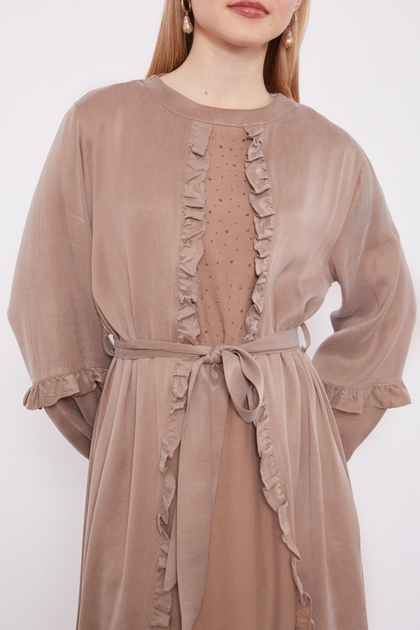 LevidorYağ Yeşili Kuşak Detaylı Cupra Elbise