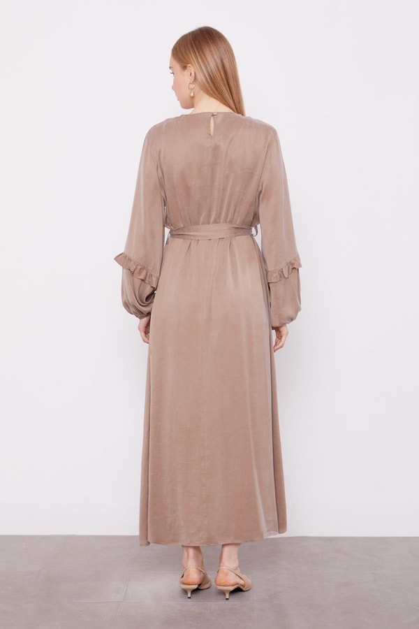 LevidorYağ Yeşili Kuşak Detaylı Cupra Elbise