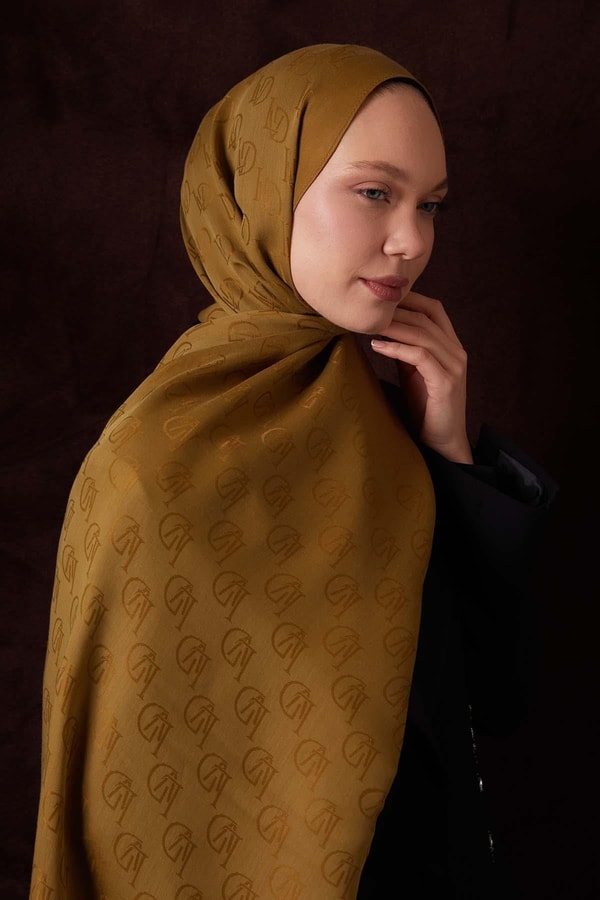 LevidorYağ Yeşili LVD Baskılı Naia Jakar Şal