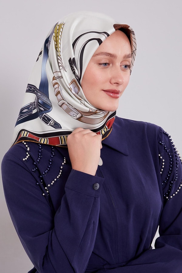 LevidorYağ Yeşili Twill İpek Eşarp Lunera Koleksiyonu