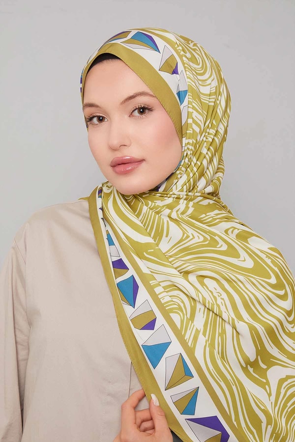 LevidorYağ Yeşili Zebra Desen Club Şal