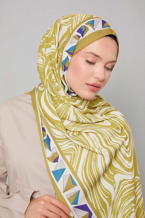 LevidorYağ Yeşili Zebra Desen Club Şal