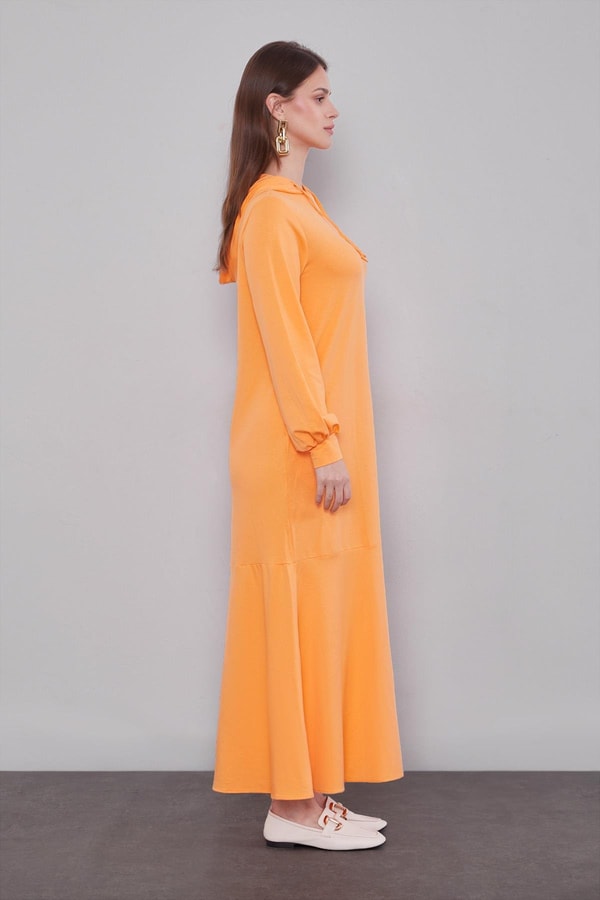 LevidorYavruağzı Kapuşonlu Gizli Cep Detaylı Elbise