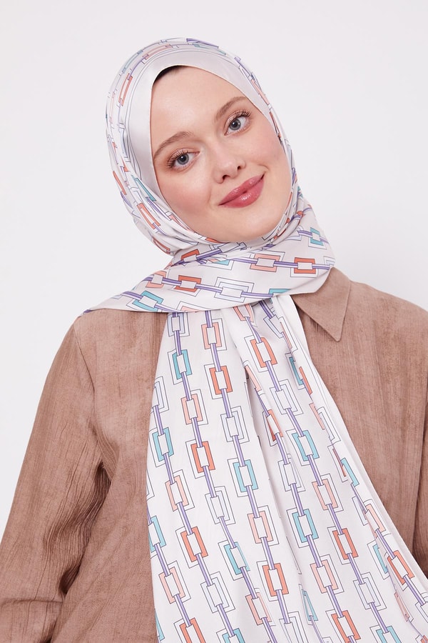 LevidorYavruağzı Kare Zincir Desen Angel Şal