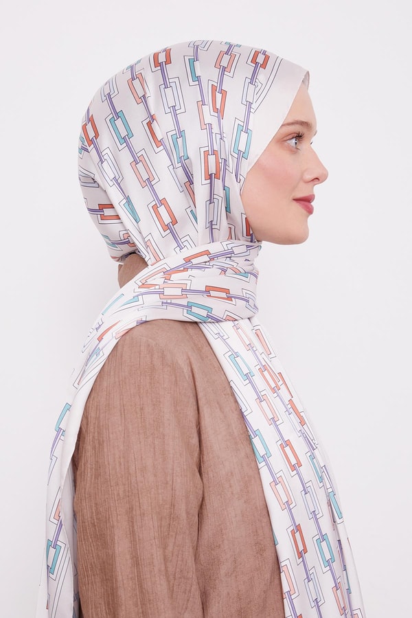 LevidorYavruağzı Kare Zincir Desen Angel Şal