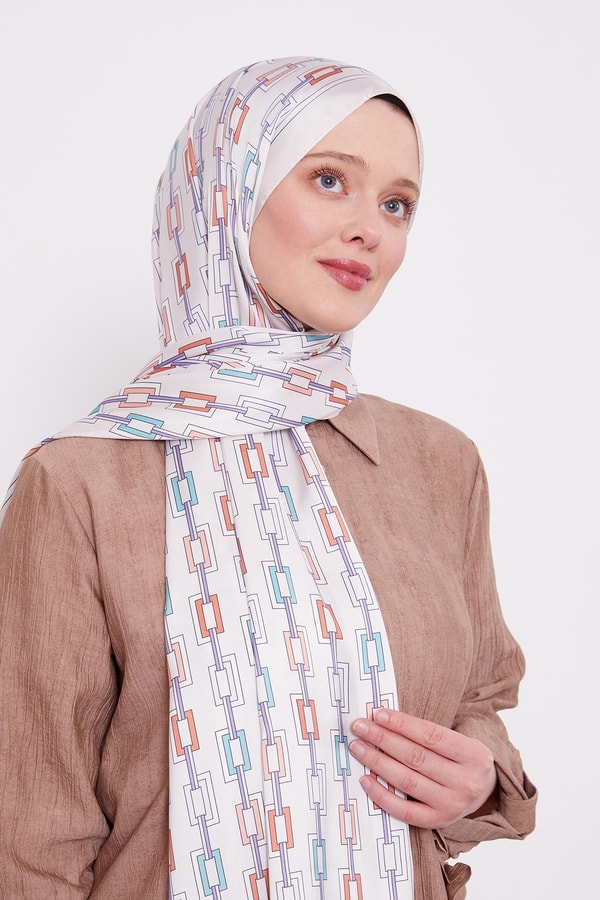 LevidorYavruağzı Kare Zincir Desen Angel Şal