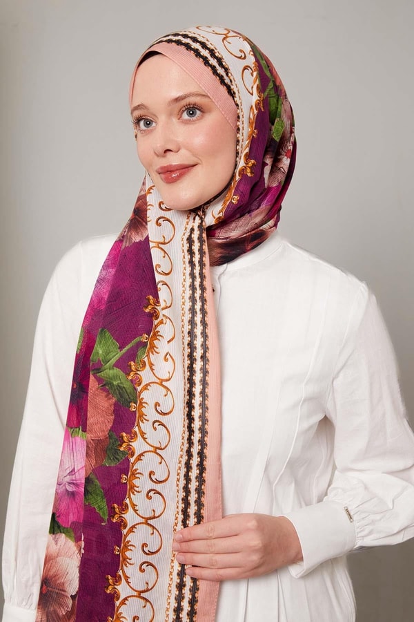 LevidorYavruağzı Varak Desen Pamuk Şal