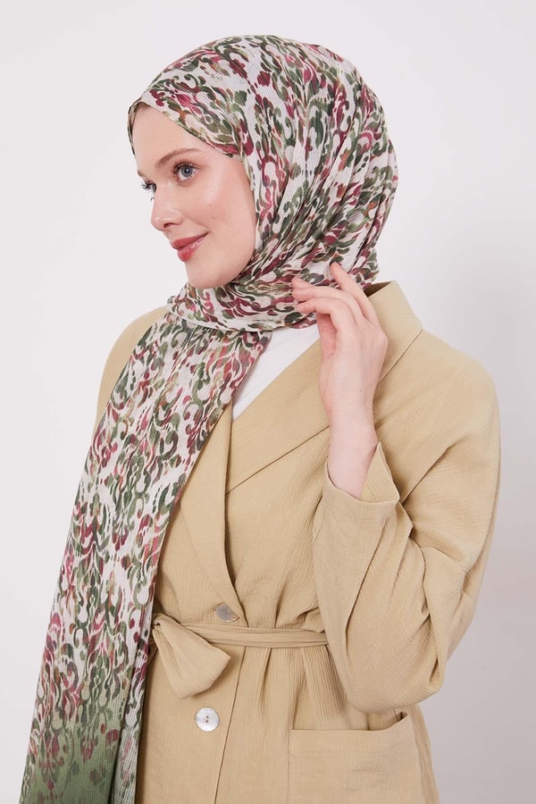 LevidorYeşil Batik Desen Pamuk Şal