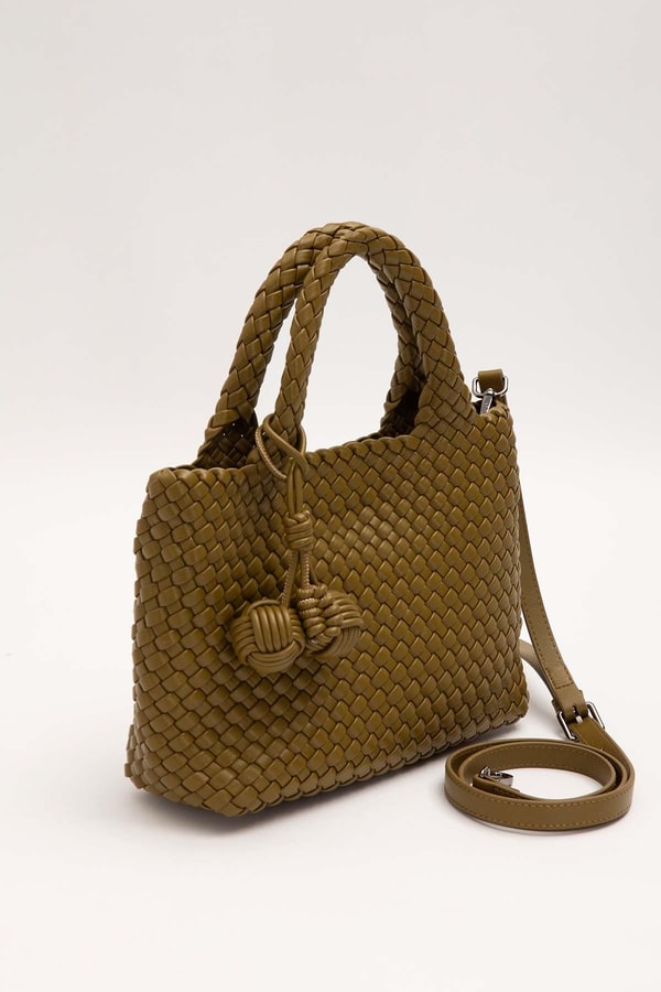 LevidorYeşil Charmlı Örgü Model El Çantası