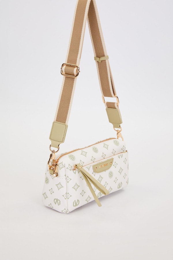 LevidorYeşil Çizglili Kuşak Detaylı Omuz Çantası