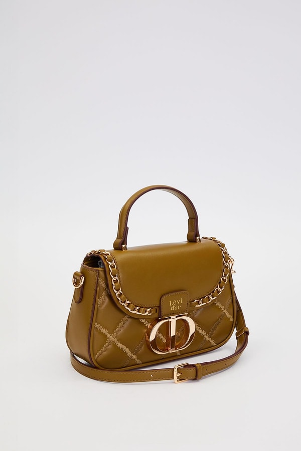 LevidorYeşil Dikişli Kapitone Model El Çantası