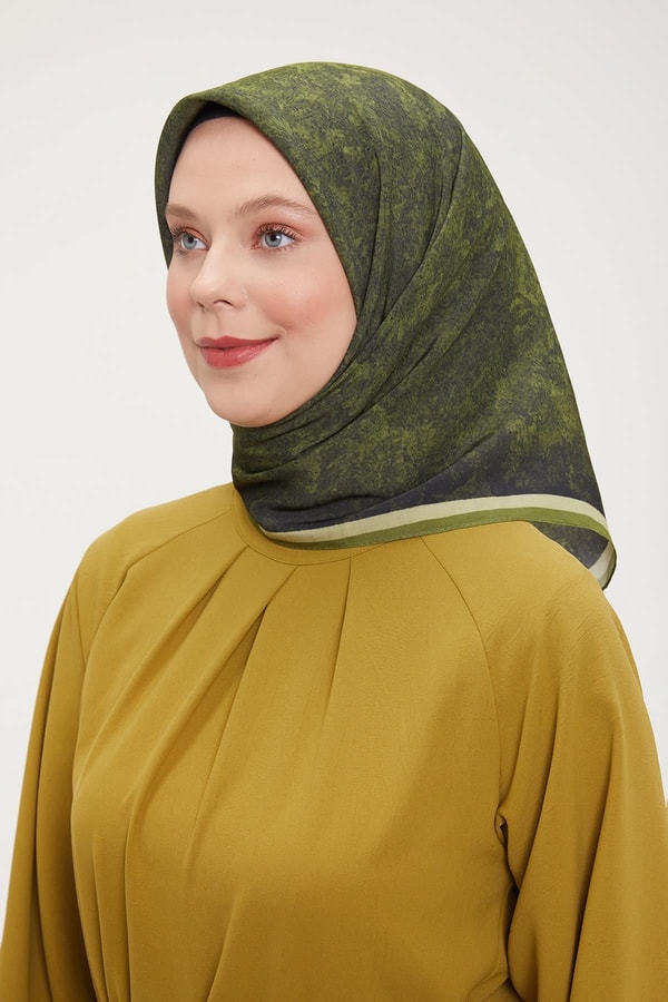 LevidorYeşil Ebruli Aura Eşarp