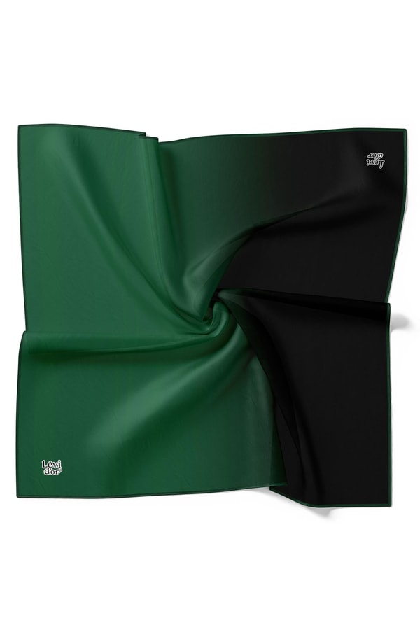 LevidorYeşil Geçişli Twill İpek Eşarp