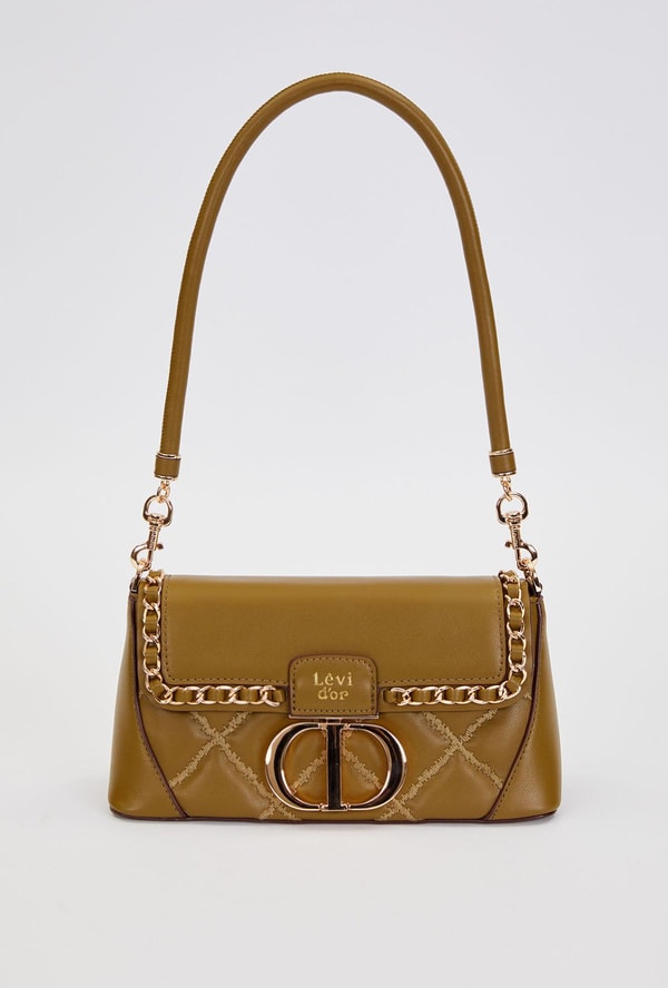 LevidorYeşil Geniş Taban Kapitone Omuz Çantası