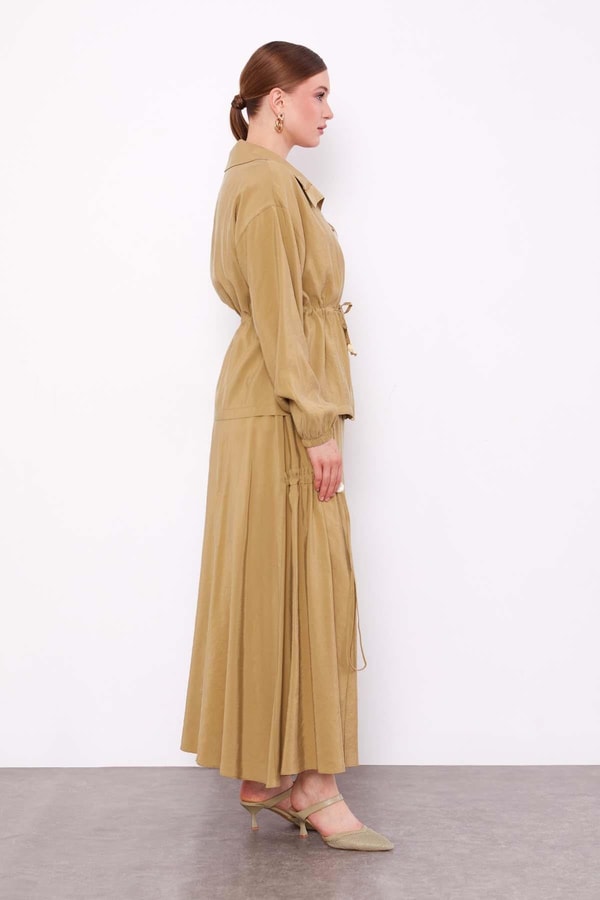 LevidorYeşil Gizli Fermuar Detaylı Etek Takım