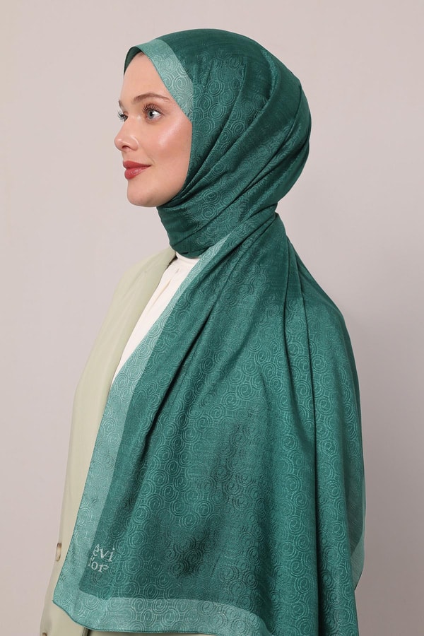 LevidorYeşil Halka Desen Monogram Şal