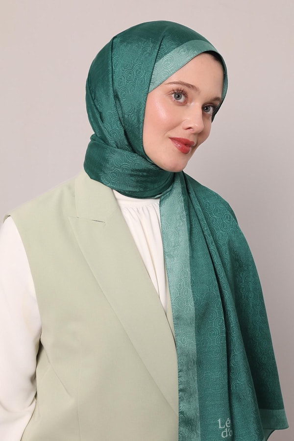 LevidorYeşil Halka Desen Monogram Şal