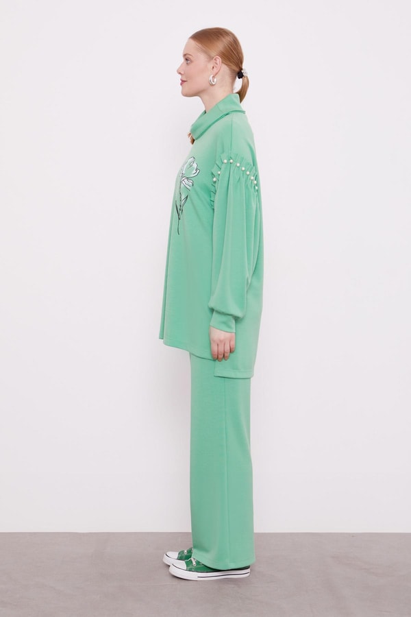 LevidorYeşil İnci Kol Detaylı Spor Takım