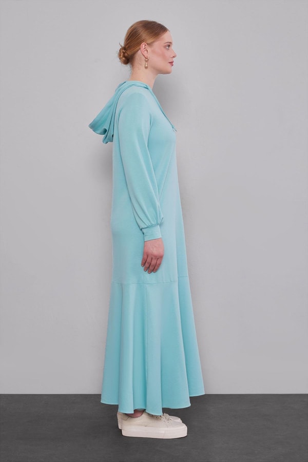 LevidorYeşil Kapuşonlu Gizli Cep Detaylı Elbise