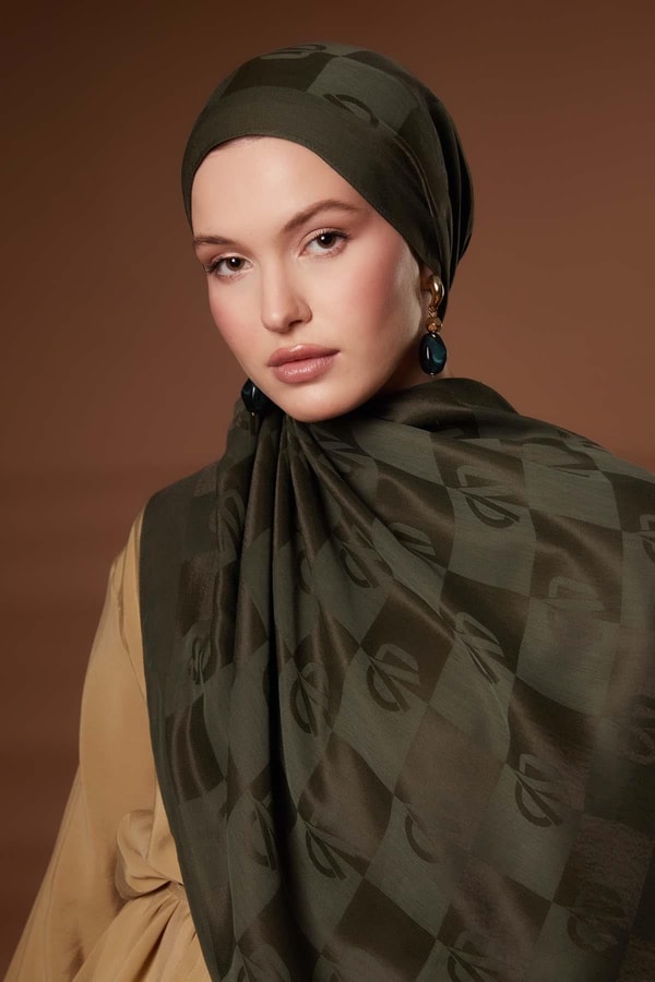 LevidorYeşil Kare LVD Baskılı Naia Jakar Şal