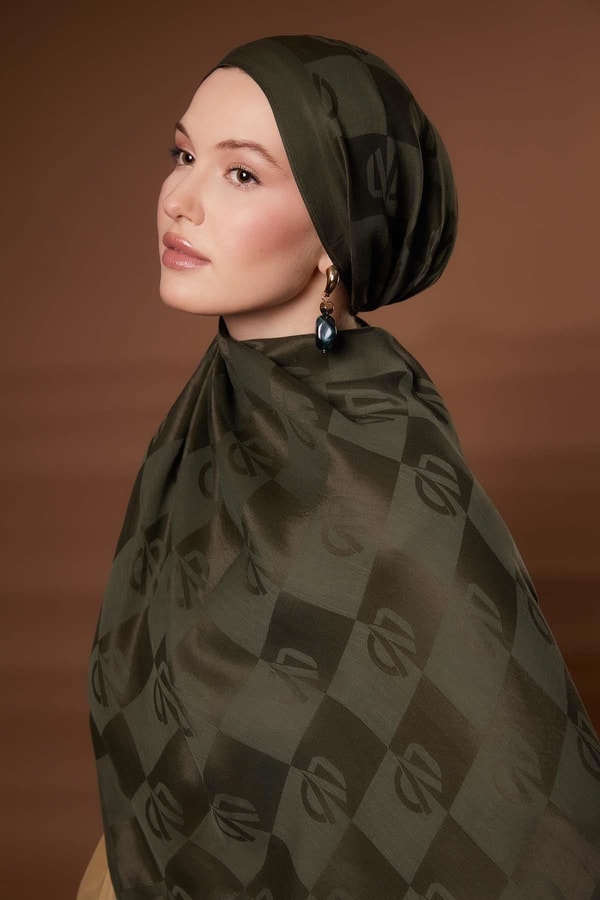 LevidorYeşil Kare LVD Baskılı Naia Jakar Şal