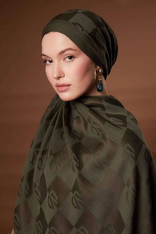 LevidorYeşil Kare LVD Baskılı Naia Jakar Şal