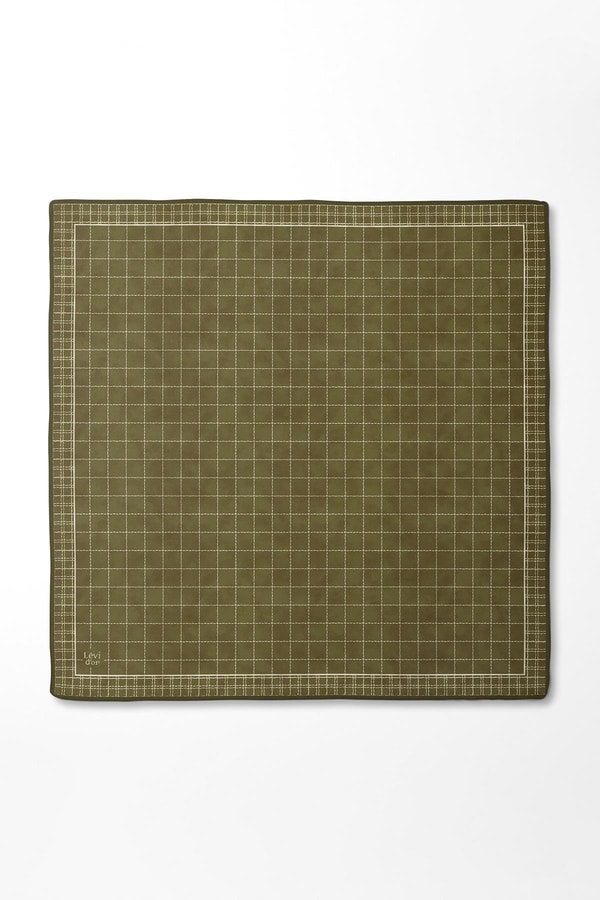 LevidorYeşil Kareli Twill İpek Eşarp