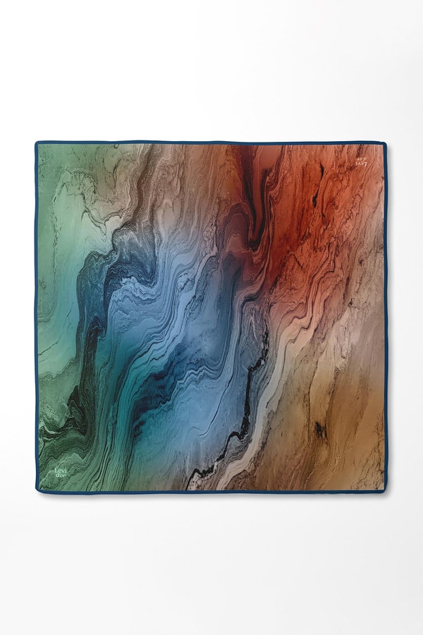 LevidorYeşil Karmaşık Desen Twill İpek Eşarp