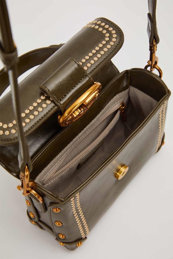 LevidorYeşil Kenar Zımba Detaylı Omuz Çantası