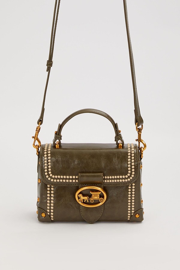 LevidorYeşil Kenar Zımba Detaylı Omuz Çantası