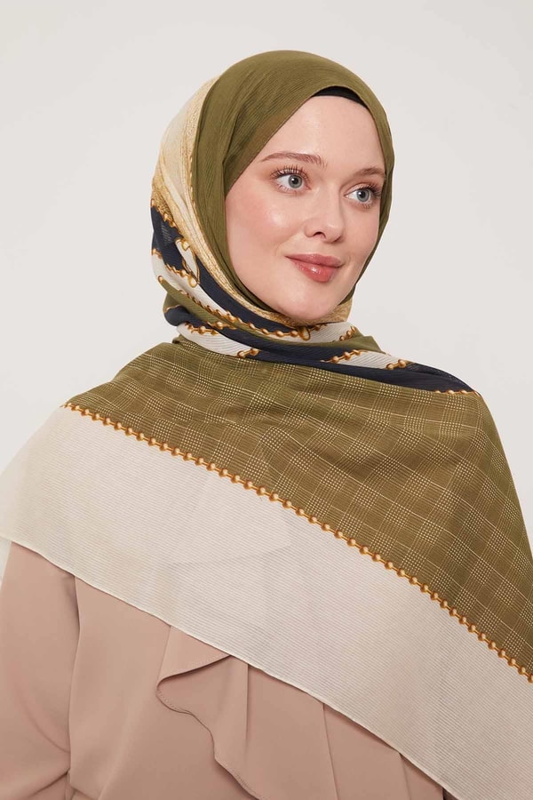 LevidorYeşil Kilit Desen Pamuk Şal