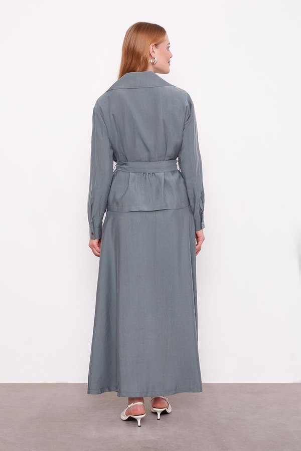 LevidorYeşil Kuşak Detaylı Etek Takım