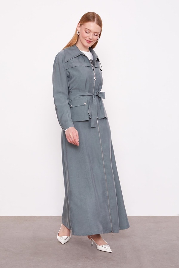 LevidorYeşil Kuşak Detaylı Etek Takım