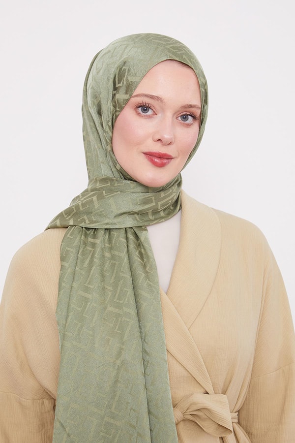 LevidorYeşil L Desen İtalyan Jakar Şal