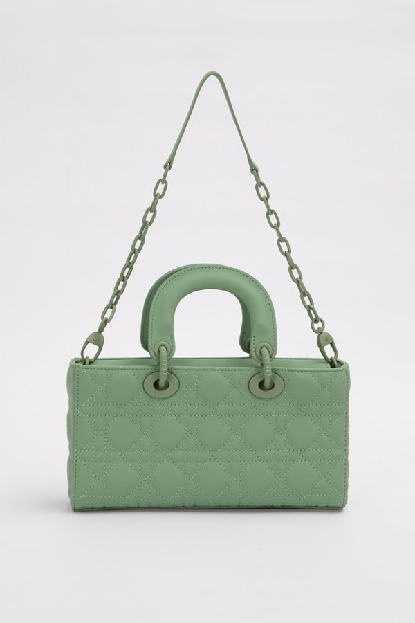 LevidorYeşil Logo Aksesuar Zincirli Omuz Çantası