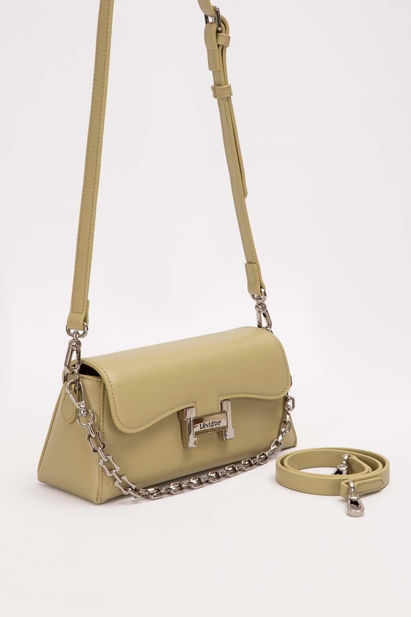 LevidorYeşil Logo Tokalı Omuz Çantası