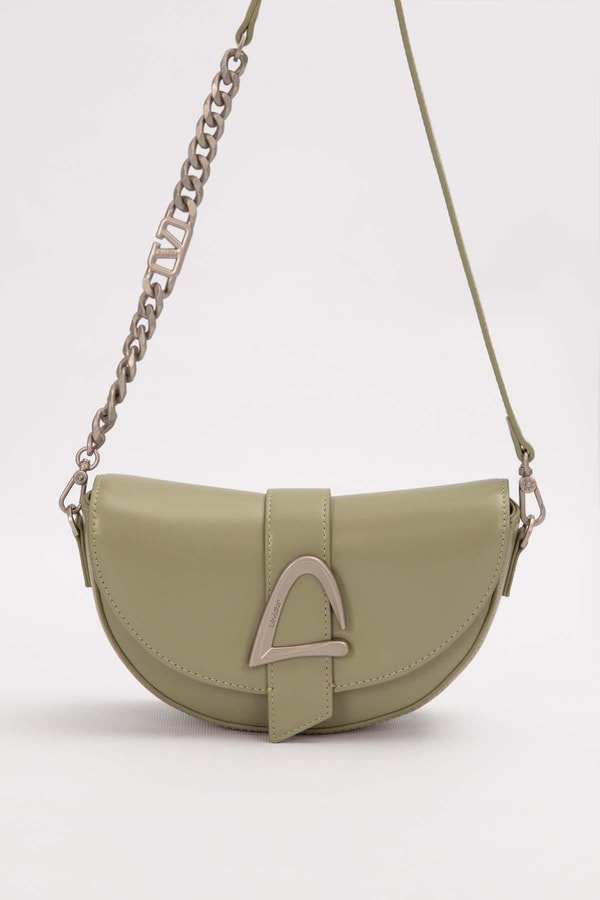 LevidorYeşil Logo Zincir Detaylı Omuz Çantası