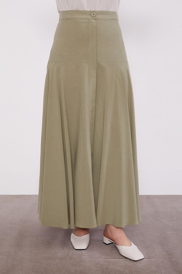 LevidorYeşil Nakış Detaylı Cupra Etek Takım