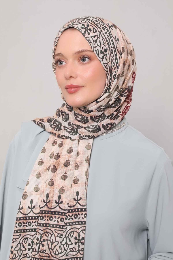 LevidorYeşil Otantik Desen Pamuk Şal