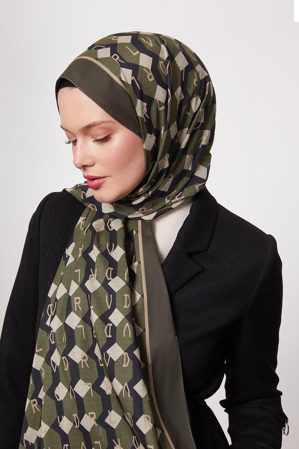 LevidorYeşil Petek Desen Love Şal